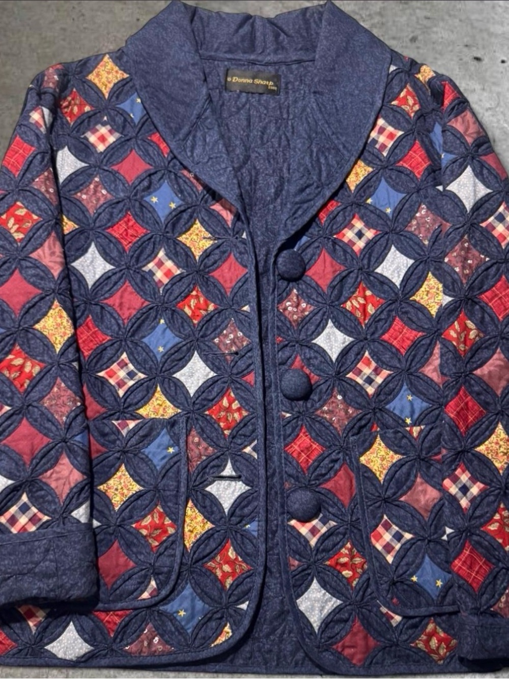 Vintage Donna Sharp 2003 Cathedral Window Quilt Jacket Coat